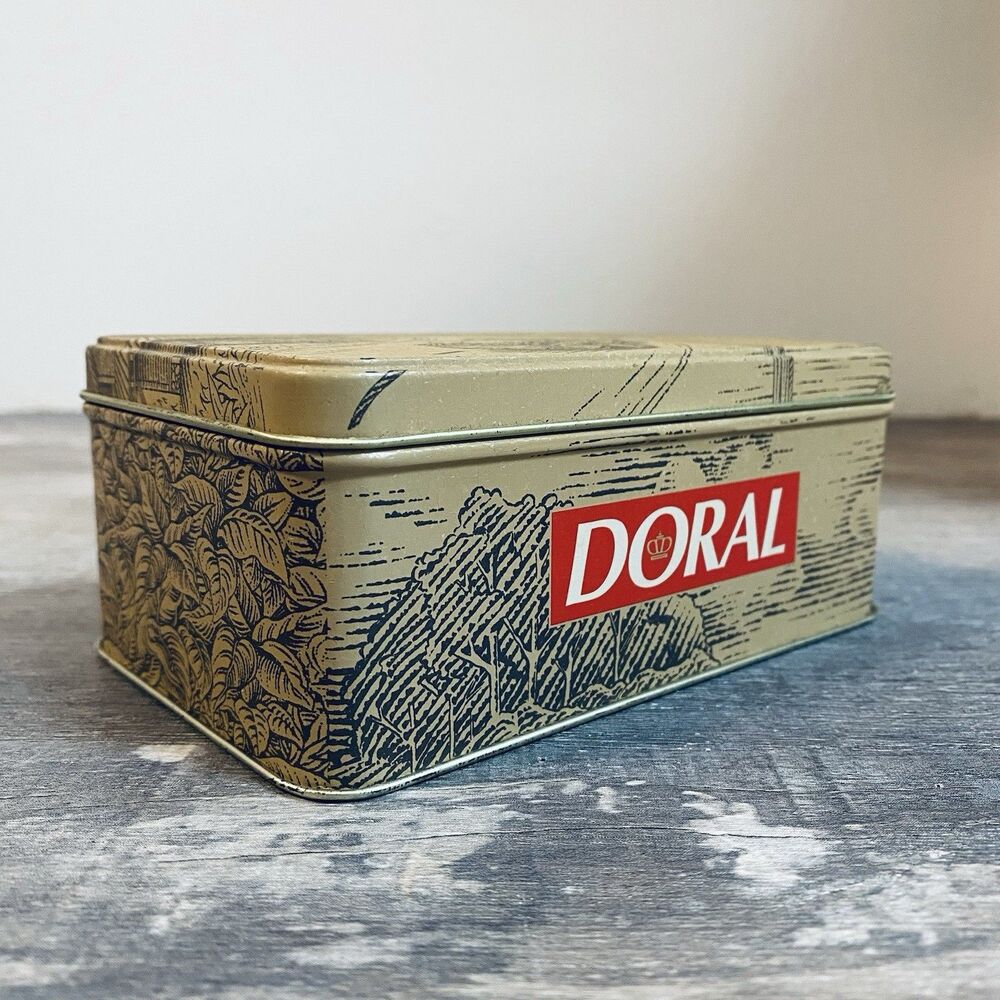 Doral Cigarettes cigar 1996 Vintage Tobaccoville Collectors Tin Box 5.5 X 2.5”